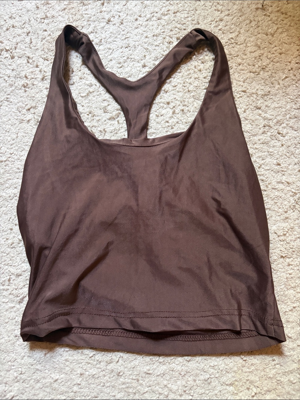 Women's Brown Racerback Crop Tank Top from shein